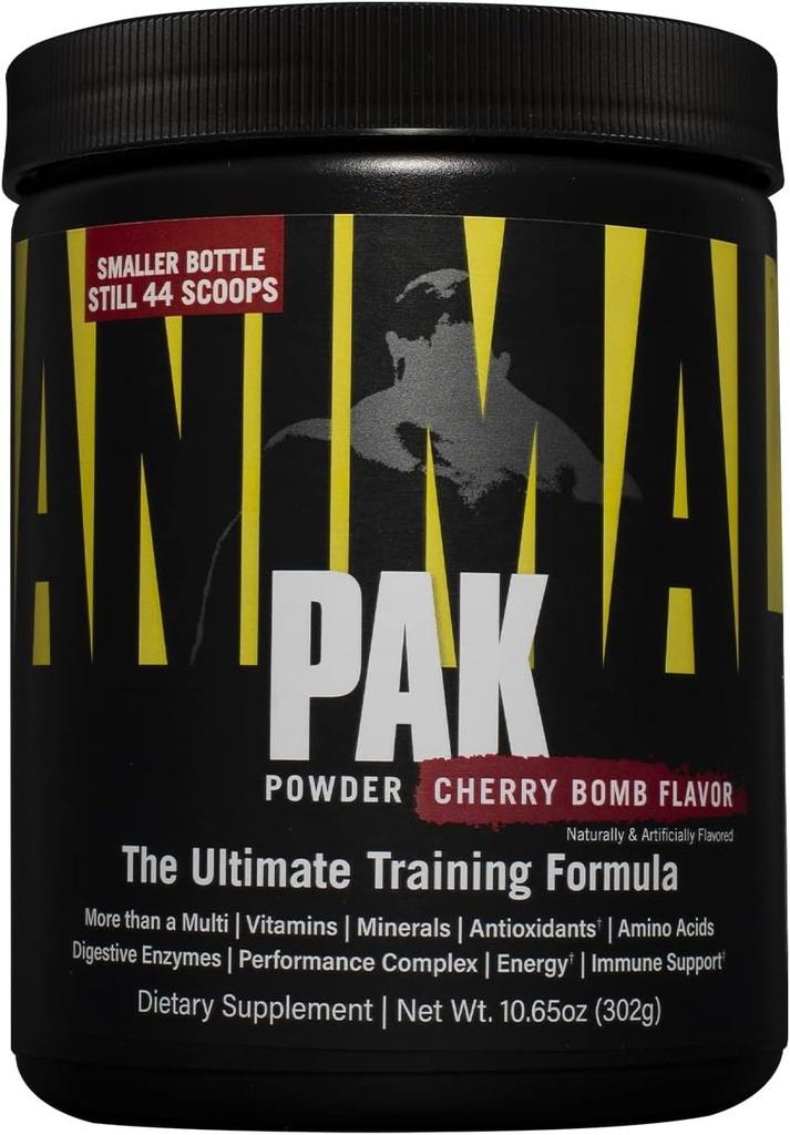 Animal Pak – Convenient All-in-One Vitamin & Supplement Powder – Zink, Vitamine C, B, D, Aminosäuren und mehr – Sporternährungsleistung Multivitamin für Damen und Herren – 44 Scoops, Kirschbombe