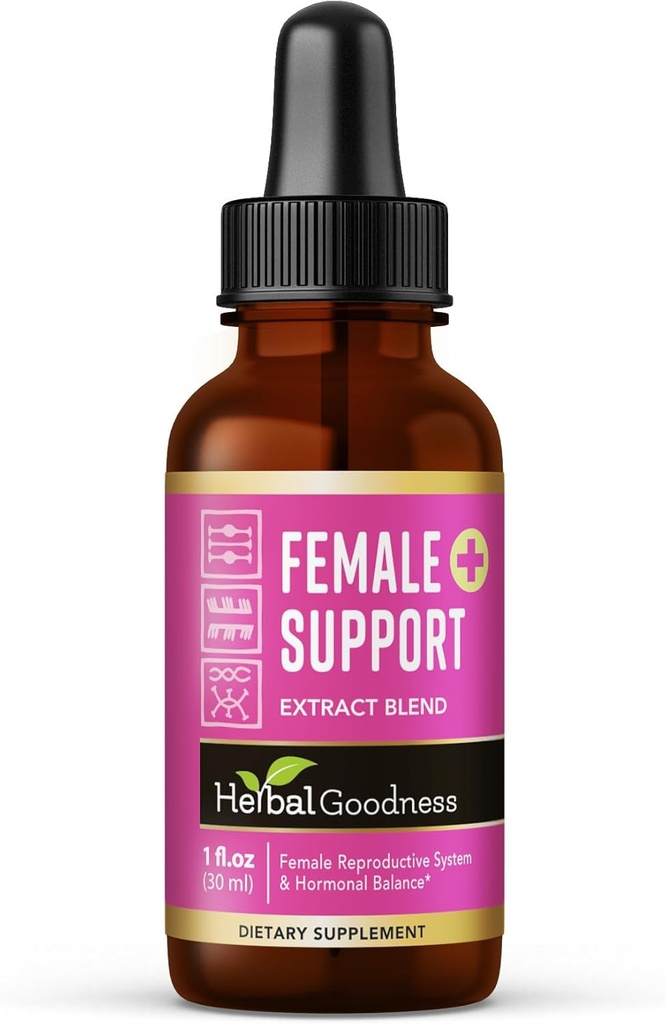 Herbal Goodness Female Support Supplement 1 Fl. oz – Natürliche Kräutermischung für Frauen Hormone Gesundheit, Energie & Wellness – Adaptogenic Liquid Formula – Non-GMO, Gluten-Free – 1 Flasche