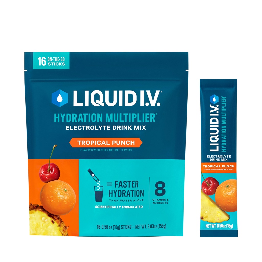 Liquid I.V.® Hydration Multiplier - Tropical Punch | Elektrolytpulver-Getränkmischung | 1 Packung (16 Servierungen)