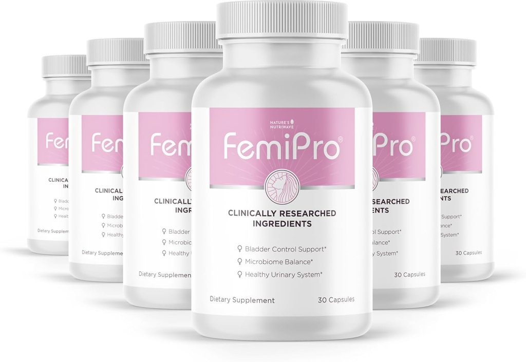 Femipro Bladder Control Supplements für Frauen & Männer, Natürliche Kräuter & Probiotische Mischung, unterstützt Urinary Tract Gesundheit & Microbiome Balance | Made in USA Non-GMO, 30 Kapseln, 6 Monate Versorgung