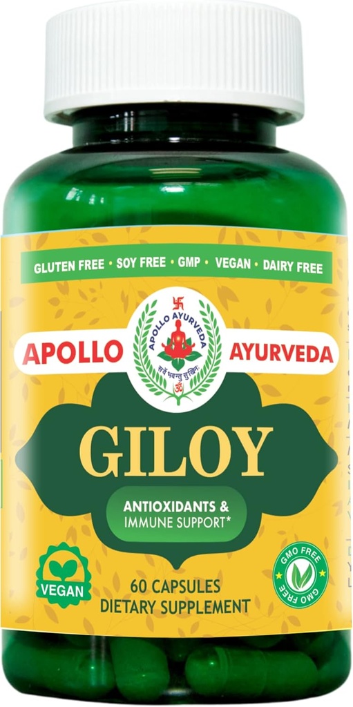 Bio Giloy (Guduchi) Pulver Kräuterkapsel | Natürliche Kräuterergänzung für Immununterstützung, Energie und Verdauung | Äquivalent 5000 mg - 60 Veg Kapseln | Made in USA