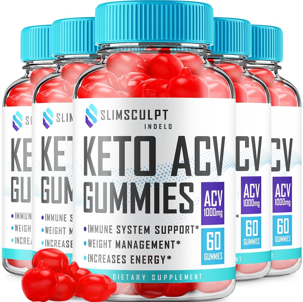 (5 Pack) Slimsculpt Keto ACV Weight Loss Gummis - Advanced Formula Slim Sculpt Keto plus ACV Gummies Apfel Apfelessig Keto Slimsculpt ACV Gummies Nahrungsergänzung Bewertungen Männer Frauen (300 Gummies)