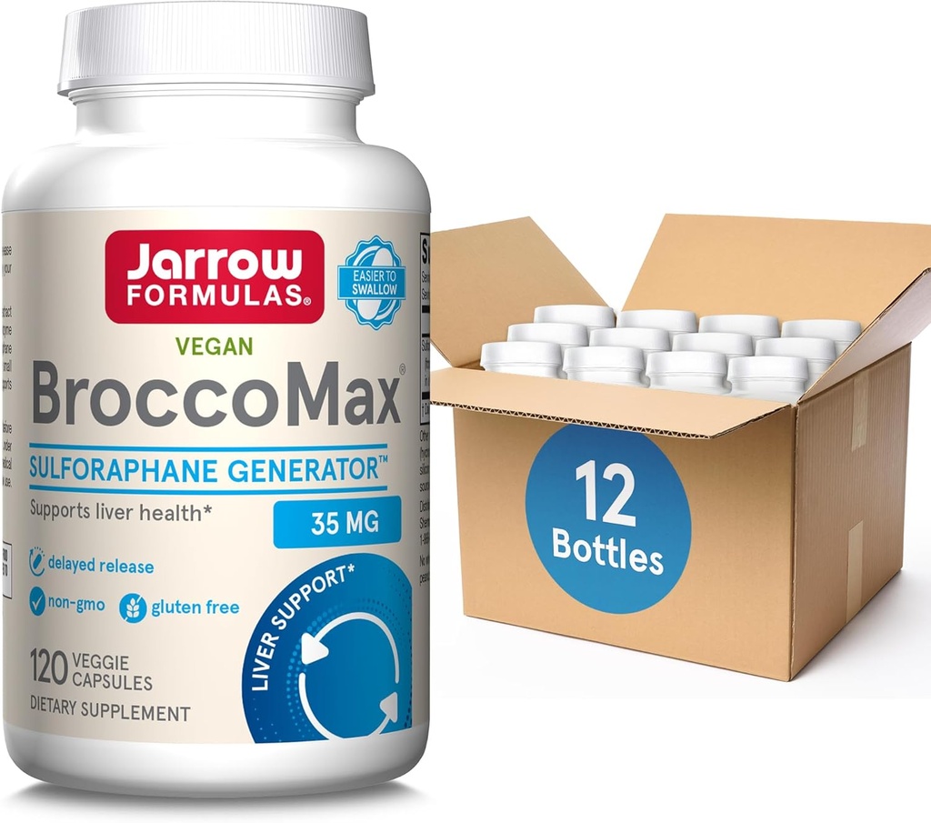 Jarrow Formulas BroccoMaxra Sulfophane Glucosinolate 35 MG, Sulforaphane Generator unterstützt Lebergesundheit, 120 Veggie Kapseln, Bis zu einem 60-Tage-Versorgung,12 Packungen