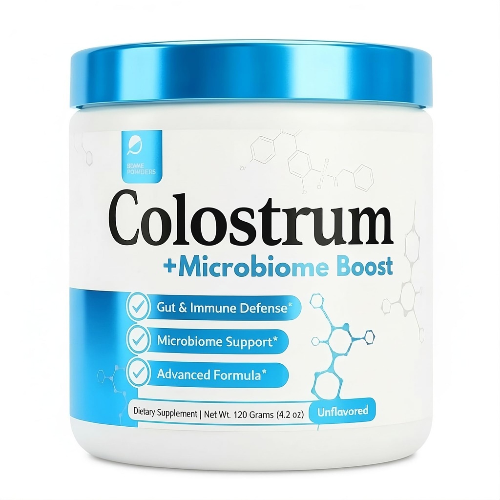 Colostrum Powder | Grass-Fed Bovine Colostrum mit Akkermansia Probiotic 1B AFU | Microbiome & Gut Support | High IgG Advanced Formula | 120 Servietten