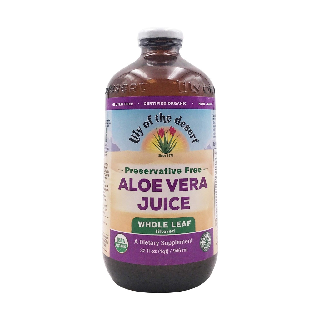 LILY THE DESERT Organic Aloe Vera Whole Leaf Konservierungsmittel Kostenlos, 32 FZ