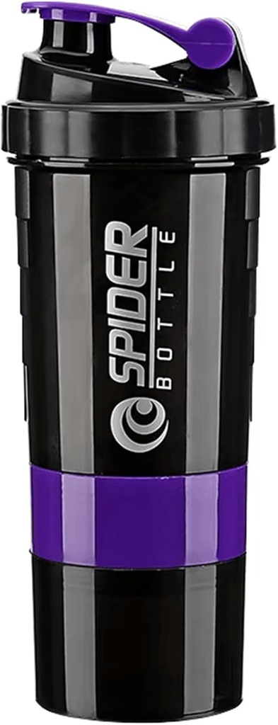 5 In 1 Protein Shaker Bottle - Professionelle Serie Shaker Bottle für Protein Shakes And Pre Workout Gym Bottle,With Powder Storage,Pill Tray,Mixing Ball,Shakes Cup (purple)