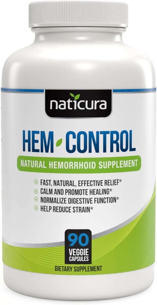 Hem-Control - Schnelle wirksame Hämorrhoid-Behandlungsergänzung - Leistungsstarke Formel, um Symptom-Relief zu fördern, Schrumpfen von Hämorrhoiden, Ease Discomfort - 90 Vegan Kapseln - Made in USA
