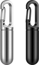Vesici 2 Pcs Schlüsselanhänger Tasche Metall Pillenhalter für Herren Mini wasserdichte Reise Kapseln Case Small Bottle Container für Outdoor Travel Pocket Purse, Schwarz und Sliver, 7.8 Gramm