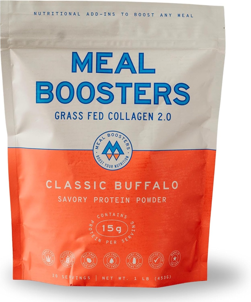 Meal Boosters Savory Buffalo Protein Powder | 15g Spicy Protein | Keto Friendly Cooking Supplement für Gut Health & Recovery | Grassfed Collagen Peptides