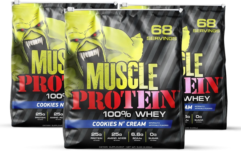 COLOSSAL LABS Muscle Whey Protein Flavored Protein Powder, 25.000mg Aminosäuren/Serving, kalt gefiltert(Packaging May Vary) (15 Pound (Pack of 3), Cookies & Cream)