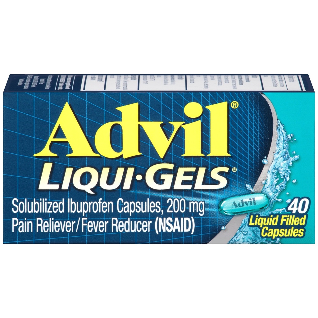 Advil Liqui-Gels Schmerzlinderung und Fever Reducer, Schmerzmedizin für Erwachsene mit Ibuprofen 200mg für Kopfschmerzen, Rückenschmerzen, Menstruationsschmerzen und Gelenkschmerzen Relief - 40 flüssige gefüllte Kapseln