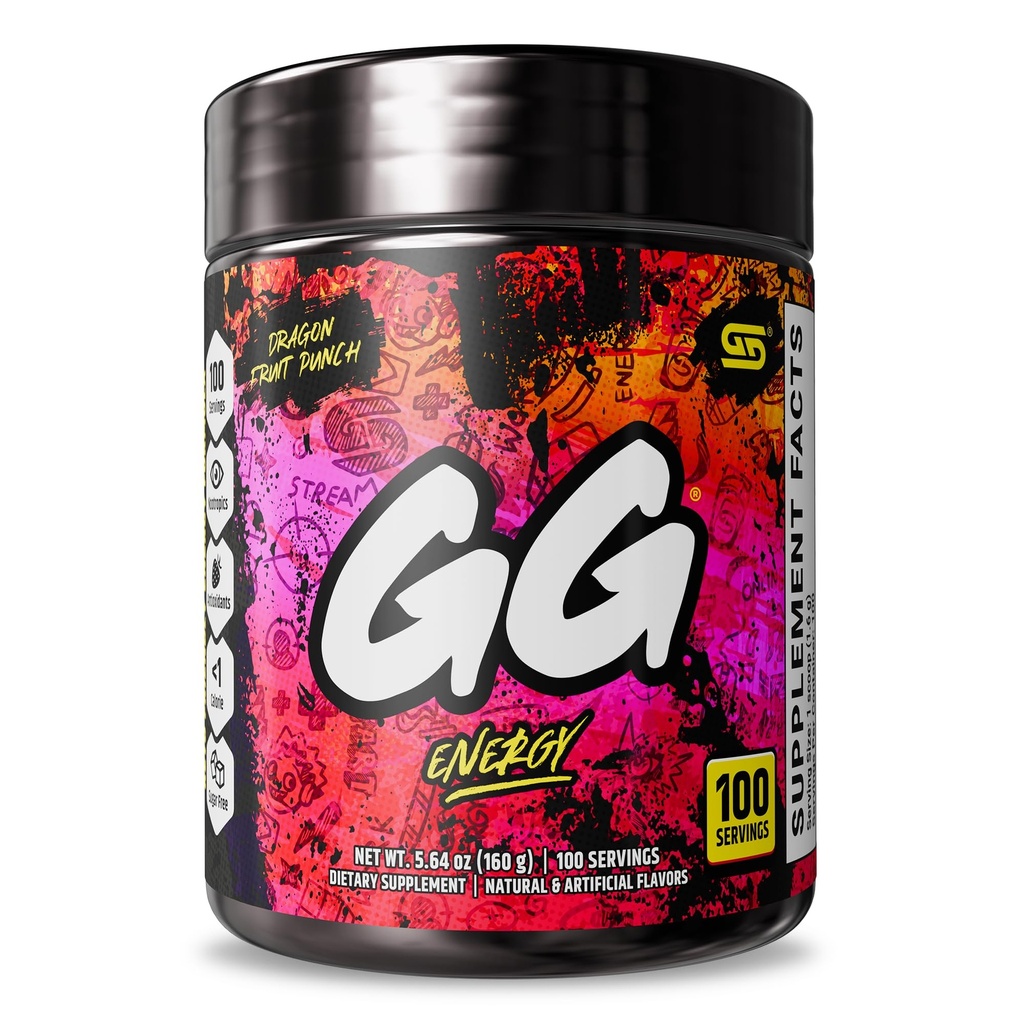 Gamer Supps GG® Energy - Dragonfruit Punch (100 Servierungen) - Keto Friendly Gaming Energy und Nootropic Blend, Sugar Free + Organic Caffeine + Vitamins, Powder Drink