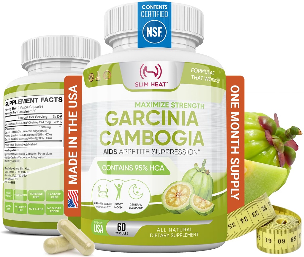 100% reine Garcinia Cambogia Extrakt mit 95% HCA - Verwalten Lebensmittel Cravings - Beste Carb Blocker für Frauen und Männer - Max Strength Garcinia Cambogia Raw Diät Pillen Made in USA - 60 Veggie Kapseln