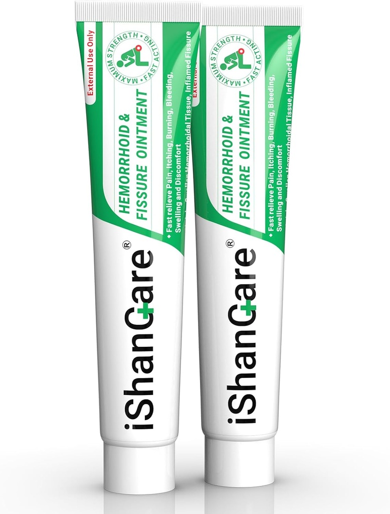ishancare Hämorrhoid Creme, Hämorrhoid & Fissure Behandlung Salbe Extra Kraft, Relief Schmerz, Juckreiz, Blutung, Schwellung, Unglück, Natürliche Kräuter Fast Acting Zutaten, Enthält Vitamin E