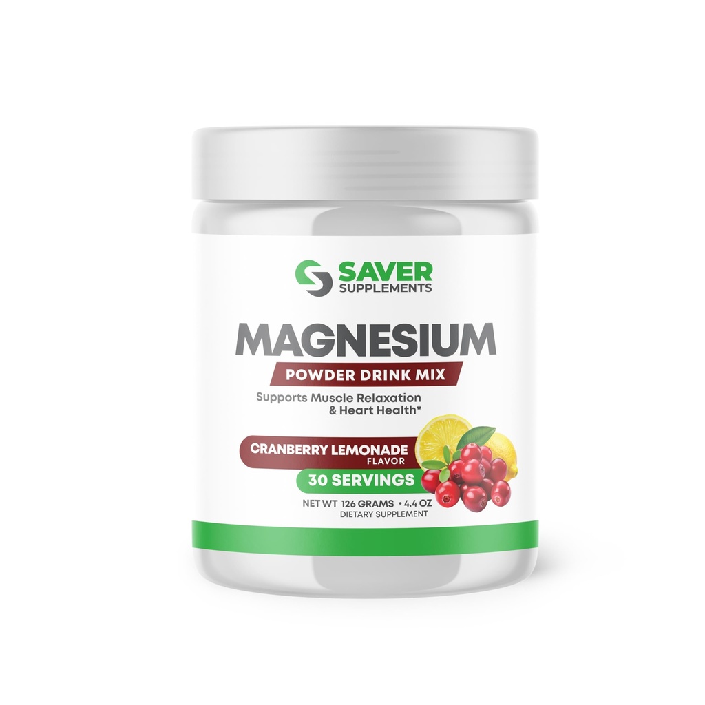 Magnesium-Pulver - Anti-Stress-Getränk-Mix für Beruhigung & Regelmäßigkeit - Magnesium-Zitrat-Ergänzung - Entspannung, Muskel- & Herz-Support - Cranberry-Lemonade Flavor - 30 Servietten