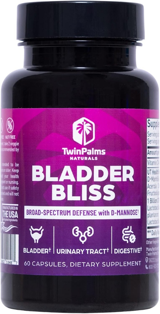 Bladder Bliss: Advanced Cranberry Supplement & D-Mannose Formel für Urinary Tract Gesundheit für Frauen, Non-GMO, Gluten-Free, Vegan Capsules, Fast-Acting Relief & UTI Prävention, Blasenunterstützung, 60 Ct
