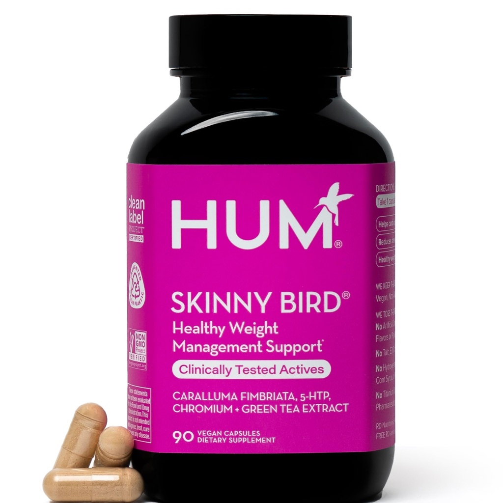 HUM Skinny Bird Green Tea Extract Appetite Unterstützung für Frauen mit 5HTP, Chrom, Caralluma Fimbriata, Gluten Free und Vegan, Green Tea Extract Kapseln Ergänzungen für Frauen, 90 Kapseln
