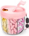 Süße Pillenspender mit 7 großen Komponenten, Tragbare Pillen Flasche Organizer mit weitem Öffnen für einfachen Gebrauch, Anti-Mix Pillen Organizer für Reisen, BPA-freie Pille Container, Pink