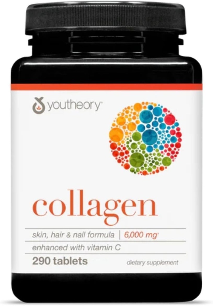 Youtheory Collagen, w/ Vitamin C - 290 Tabletten - Packung von 1