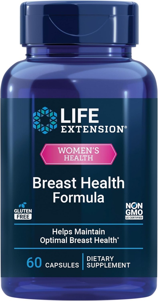Lebensverlängerung Brustgesundheit Formel, Brustgesundheitsergänzung, Hormon Balance, Broccoli, Soy isoflavones, Indol-3-carbinol, Flaxseed lignans, Glutenfrei, Non-GMO, Vegetarisch, 60 Kapseln