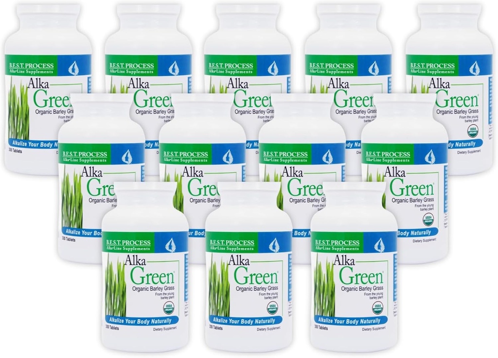 Alka•Green Tablets (12 Pack) Bester Prozess Alkali — Nährstoffdichte organische Gerste Grass Supplement — natürliche Quelle von Enzymen & Aminosäuren