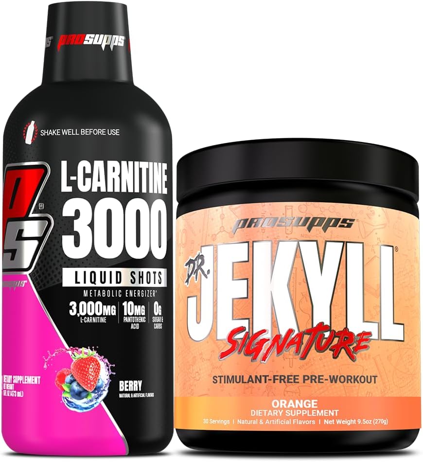 PROSUPPS L-Carnitin 3000 Stimulant freie flüssige Schüsse (31 Servierungen, Berry) und Mr. Hyde Signature Serie Pre-Workout Energy Powdered Drink (30 Servierungen, Orange) Bundle