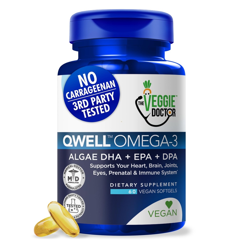 Veganes Omega-3-Supplement - Algen Omega 3 mit DHA EPA DPA - Vegane Kapseln aus Algen - Fischöl-Alternative - pflanzliche Algenöl-Formel - Nicht-GVO, Carrageen-frei, hochfest