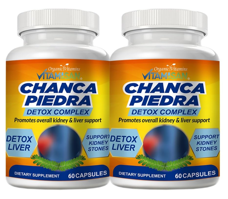 VITAMISAN 2 Chanca Piedra Stone Breaker Extract 1000mg Peruvian Gallstones Liver Kidney Support 120 Kapseln Insgesamt 2 Flaschen Flush Verunreinigungen Saubere Ergänzung