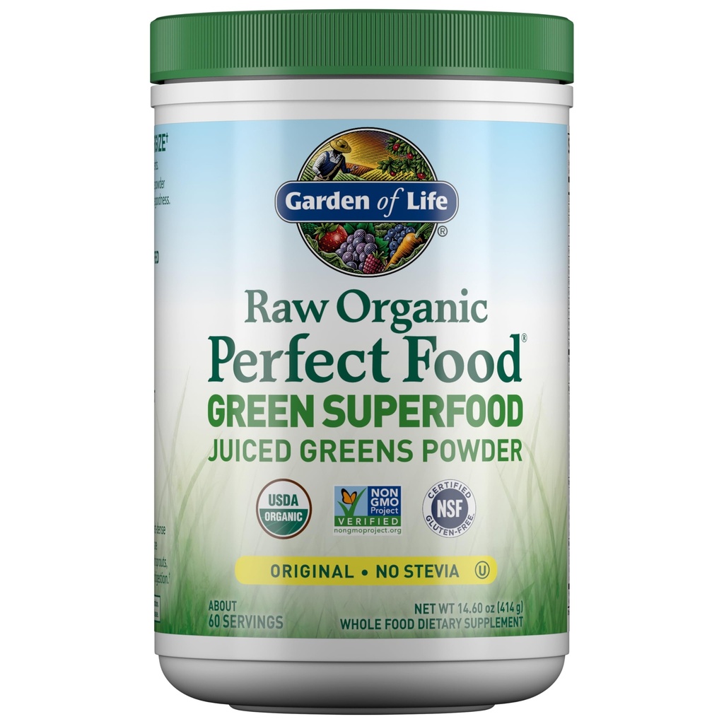 Garten des Lebens Super Greens Pulver Smoothie & Mix, Probiotics & Digestive Enzyme für Verdauungs-Gesundheit, Bio Superfoods Ernährung Obst und Gemüse für Frauen und Männer Energie, Original, 60 Portionen