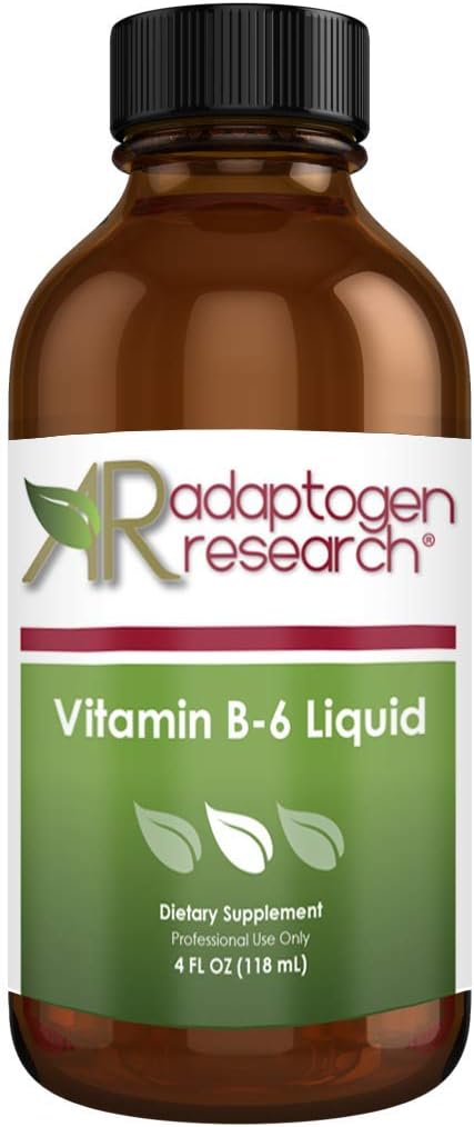 Vitamin B6 Flüssigkeit 50mg mit Magnesium + Zink | Adaptogen Forschung | 24 Servierungen / 4 Fluidoz