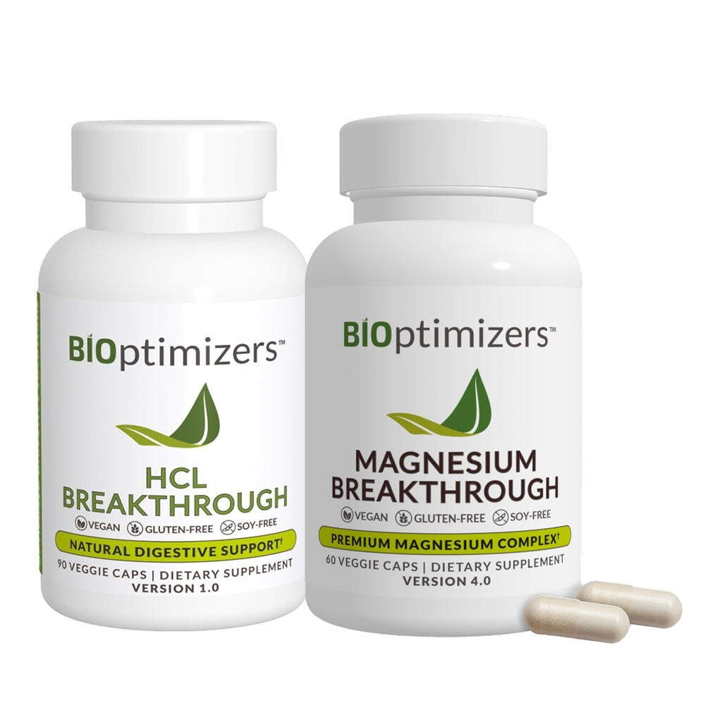 BiOptimizers - Magnesium Breakthrough (60 Kapseln) und HCL Breakthrough (90 Kapseln) Supplement Bundle
