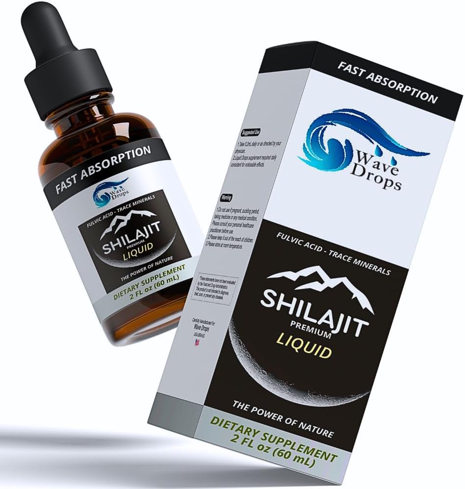 Reine Shilajit Resin Flüssigkeit | Hohe Potenz, authentisch,Natural | für Detox Cleanse Immununterstützung Gehirn Booster und Energie | Enthält Fulvic Acid Trace Minerals | 2 Fl Oz