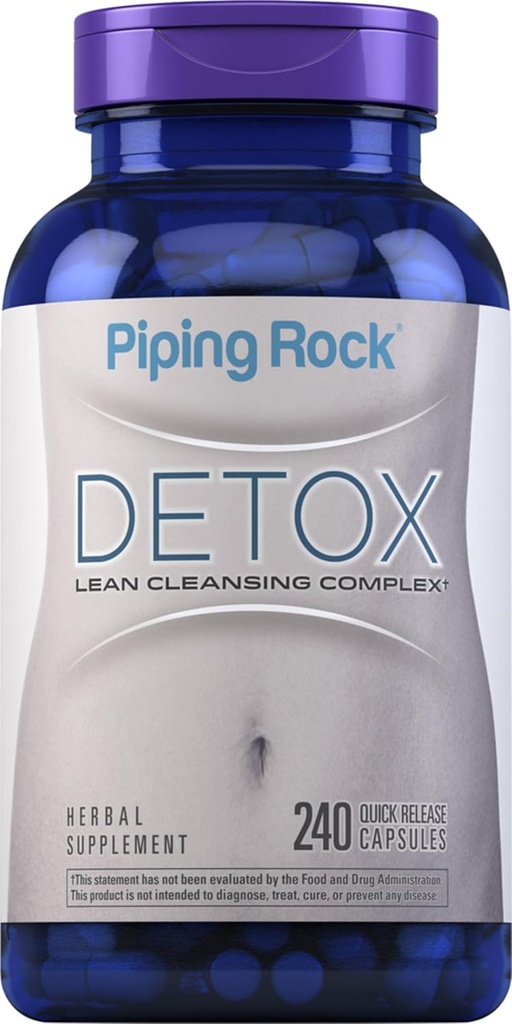 Piping Rock Detox Cleanse Capsules | 240 Pillen | Kräuter-Komplex | Lean Formel | mit Dandelion Root Extract, Psyllium Husk, und Milchdistel | Non-GMO, Glutenfreie Ergänzung