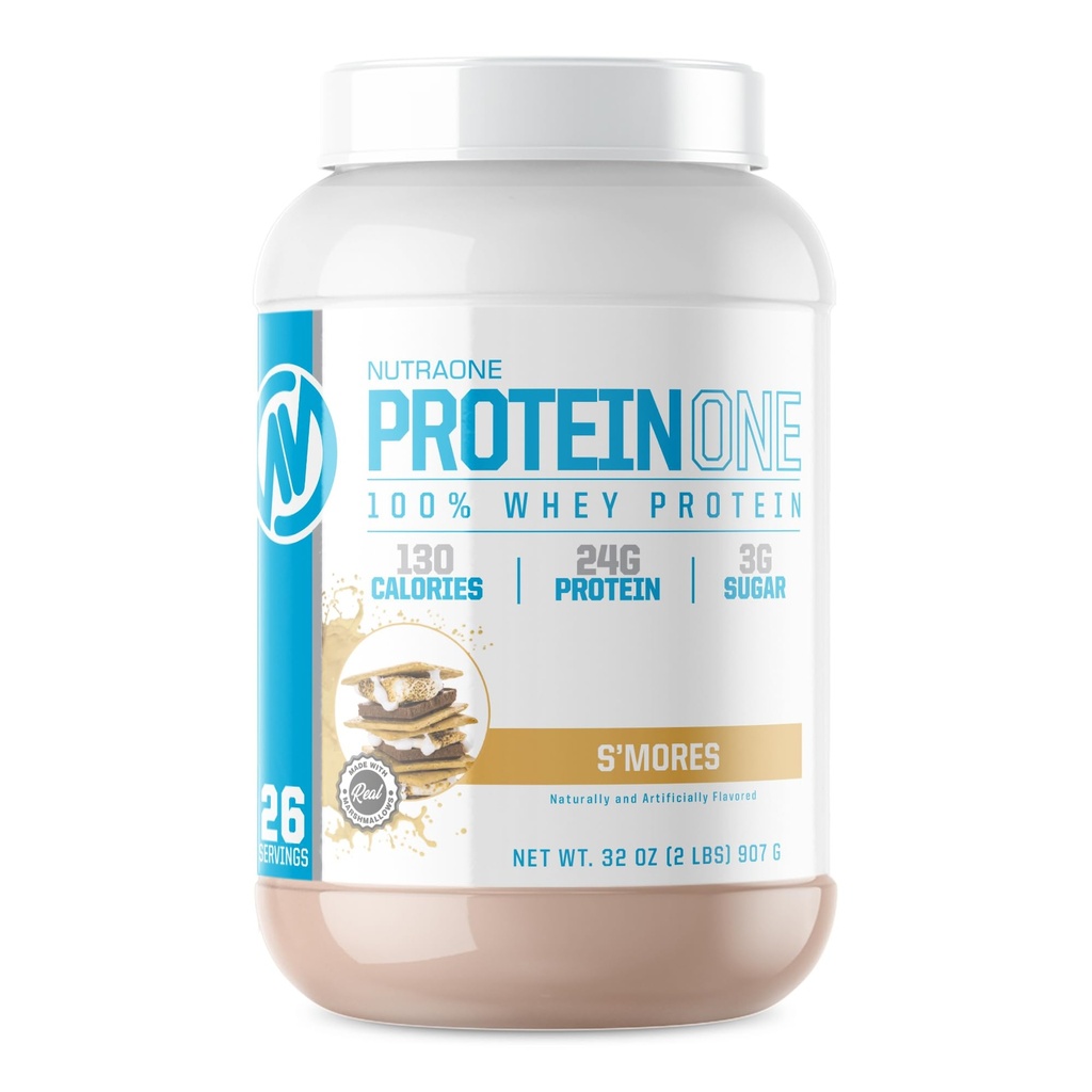 NutraOne ProteinOne Whey Protein Fördern Sie Erholung und bauen Sie Muskel mit einem Protein Shake Powder für Männer & Frauen (S’Mores - 2 lbs.)