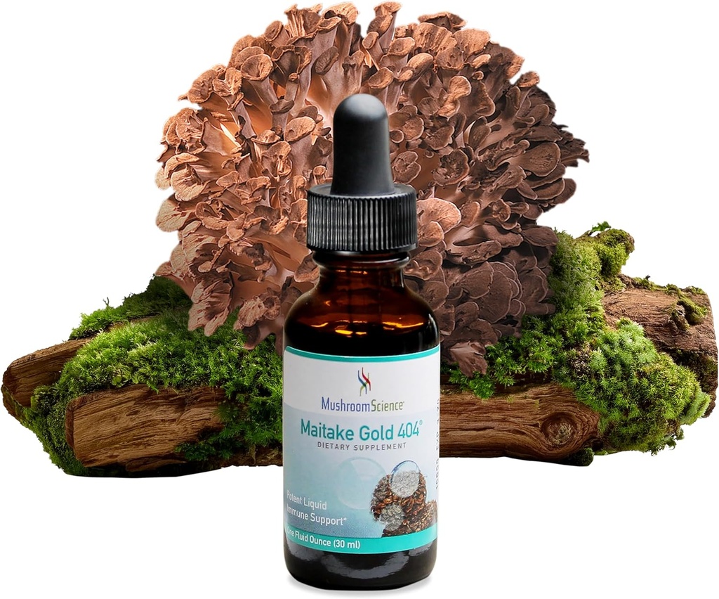 MushroomScience MaitakeGold 404 Pilz-Ergänzung, Flüssiger Extrakt, Gesundheits-Verteidigung Unterstützung, Natürliche Nahrungsergänzung für Erwachsene, Warmwasser extrahierte Pilze, Vegetarisch, 1 Oz, 180 Servierungen