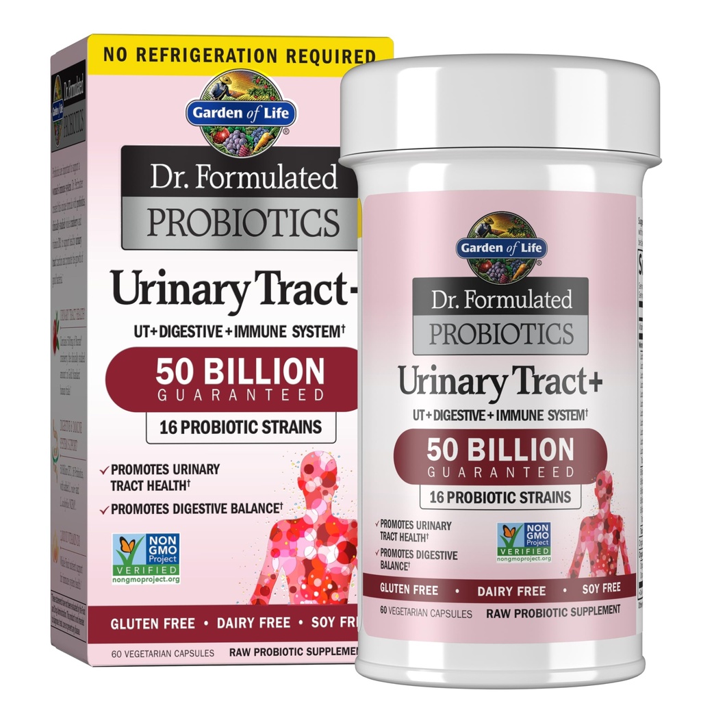 Garten des Lebens Dr. Formulierte Probiotika Urinary Tract+ - Acidophilus Probiotic unterstützt Urinary Tract Health, Digestive Balance – Shelf Stable - Gluten, Dairy und Soy-Free - 60 vegetarische Kapseln