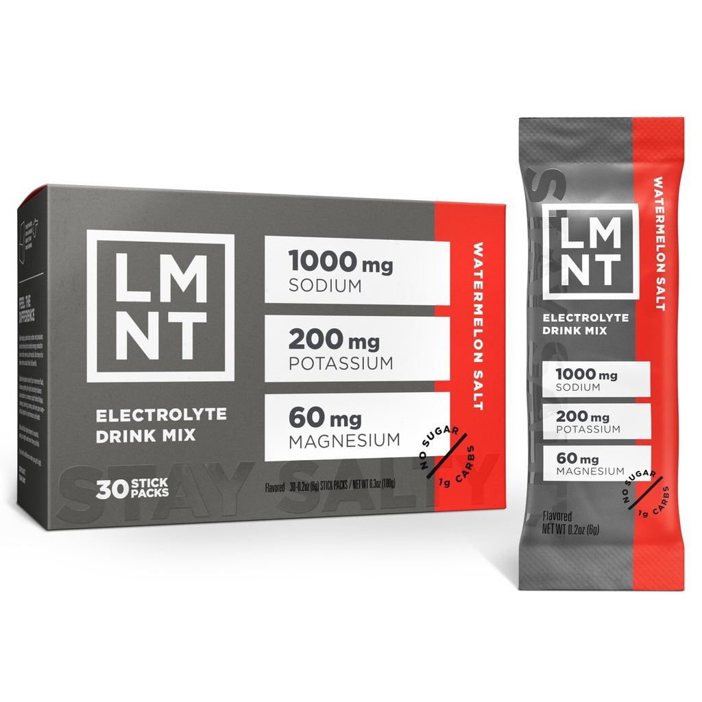LMNT Zero Sugar Electrolytes - Wassermelone Salz | Getränkemischung | 30-Count
