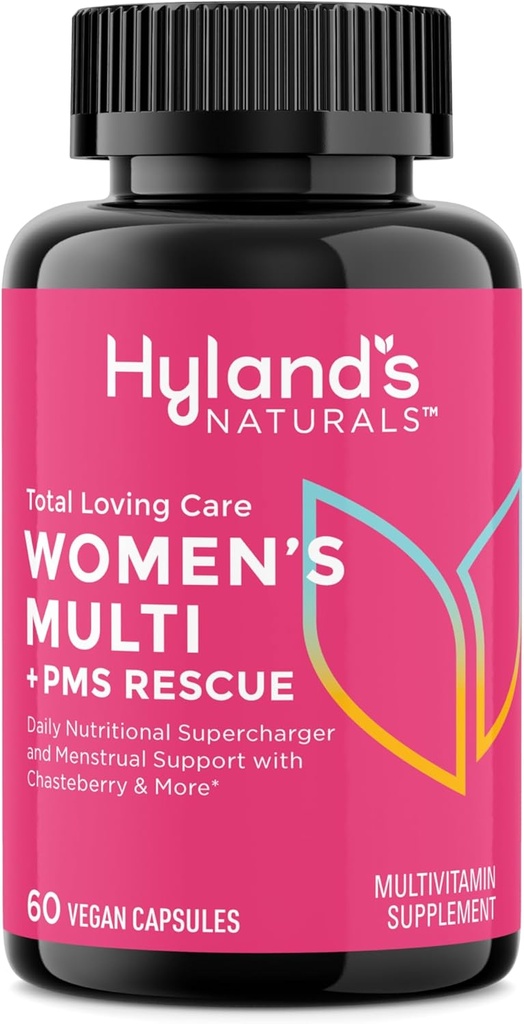 Hyland's Total Loving Care Multivitamin für Frauen und PMS Rescue, 60 Vegan Capsules mit L-Theanine für Fokus und Stress Relief Unterstützung mit Chasteberry und Dong Quai für Menstrual Support
