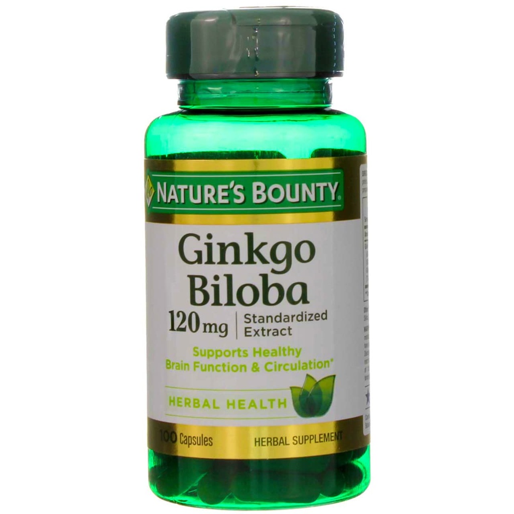 Nature's Bounty Ginkgo Biloba 120 mg Double Strength - 100 Kapseln, Packung von 2