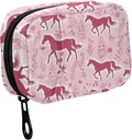 Fustylead Pink Horse Silhouette und Botanische Dekor Elemente Pill Organizer für Geldbörse, Wöchentliche tragbare Pille Box mit Reißverschluss zu Speicher Vitamine Fischöle Medikamente Ergänzungen