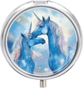 Runde Pille Case 3 Kompartment Blue Horse Love Pille Box Mini Medizin Pille Organizer Portable Reise Pille für Pocket Purse Metall Pille Behälter für Vitamine Fish Oil Supplements