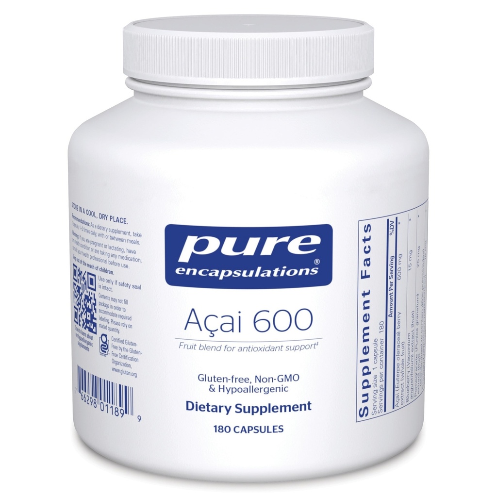 Pure Encapsulations Acai 600 | Berry Supplement für Faser, Immununterstützung, Antioxidantien und Flavonoide* | 180 Kapseln