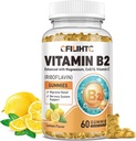 Vitamin B2 Gummies Riboflavin 400mg Beilage für Kinder & Erwachsene - Magnesium Glycinat, Zink, CoQ10, Vitamin B12 - Migraine Relief & Energie, Nervous System Support, Sugar Free Lemon Flavor, 60ct