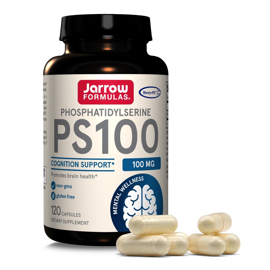 Jarrow Formulas® PS100 Phosphatidylserin, 100 mg, Nahrungsergänzungsmittel für Gehirngesundheit und Kognitionsunterstützung, 120 Kapseln, Bis zu 120 Tage Versorgung