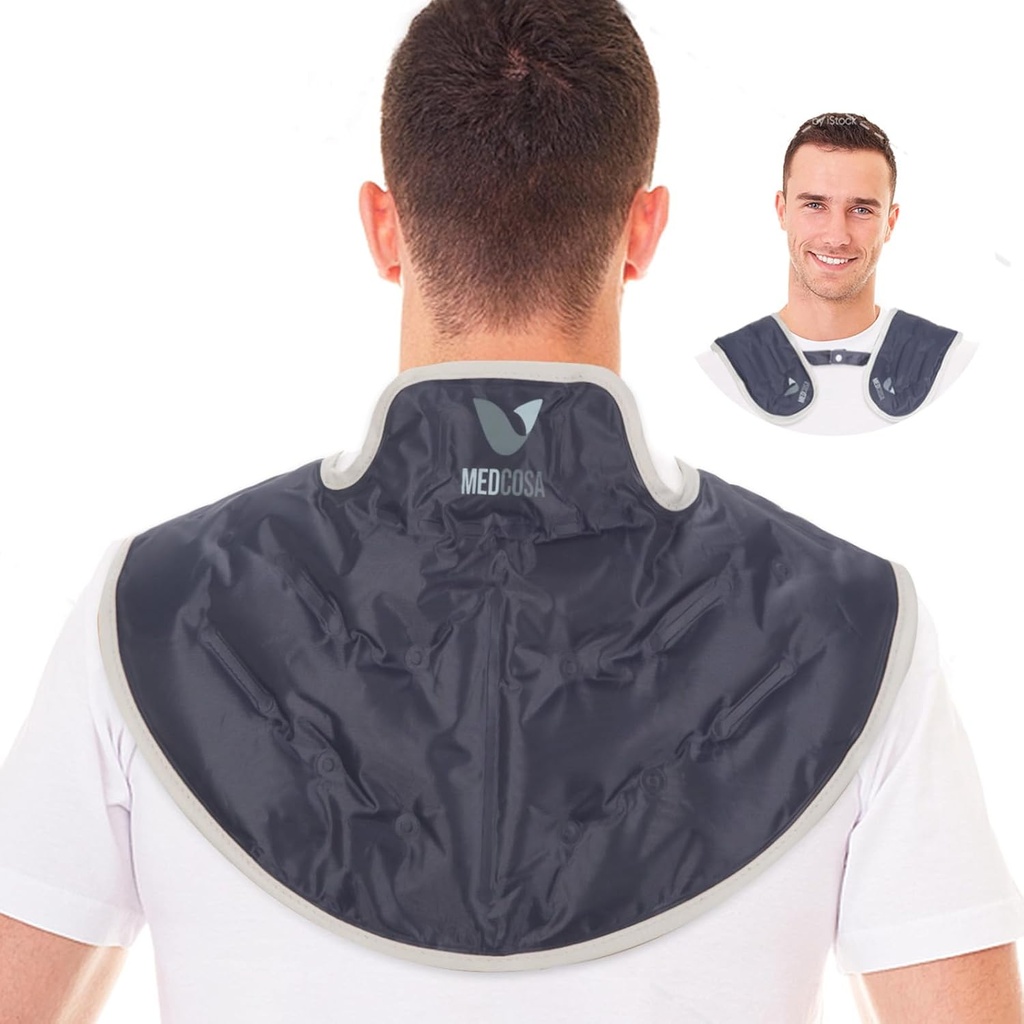 Medcosa Ice Pack für Hals & Schulter – Wiederverwendbare heiße & kalte Therapie Wrap, Plüsch Gel Compress mit verstellbarem Riemen für Migräne, Muskel &amp; Post-Workout Schmerzlinderung