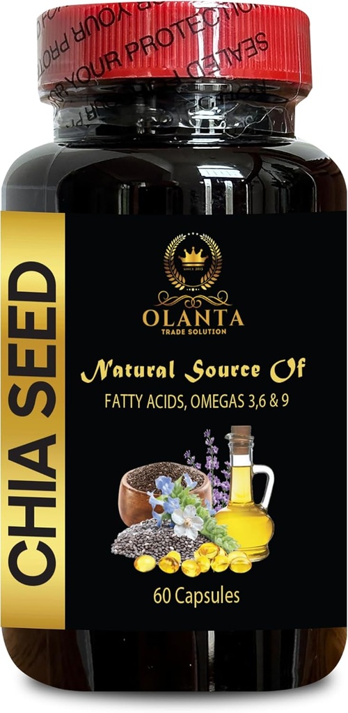 Chia Seeds Extract - CHIA Seed - Energy Booster, Antioxidans Vitamins Supplements, Chia Seeds Omega 3 und Fiber, chia Seeds superfood salvia hispanica - 1 Flasche 60 Softgels