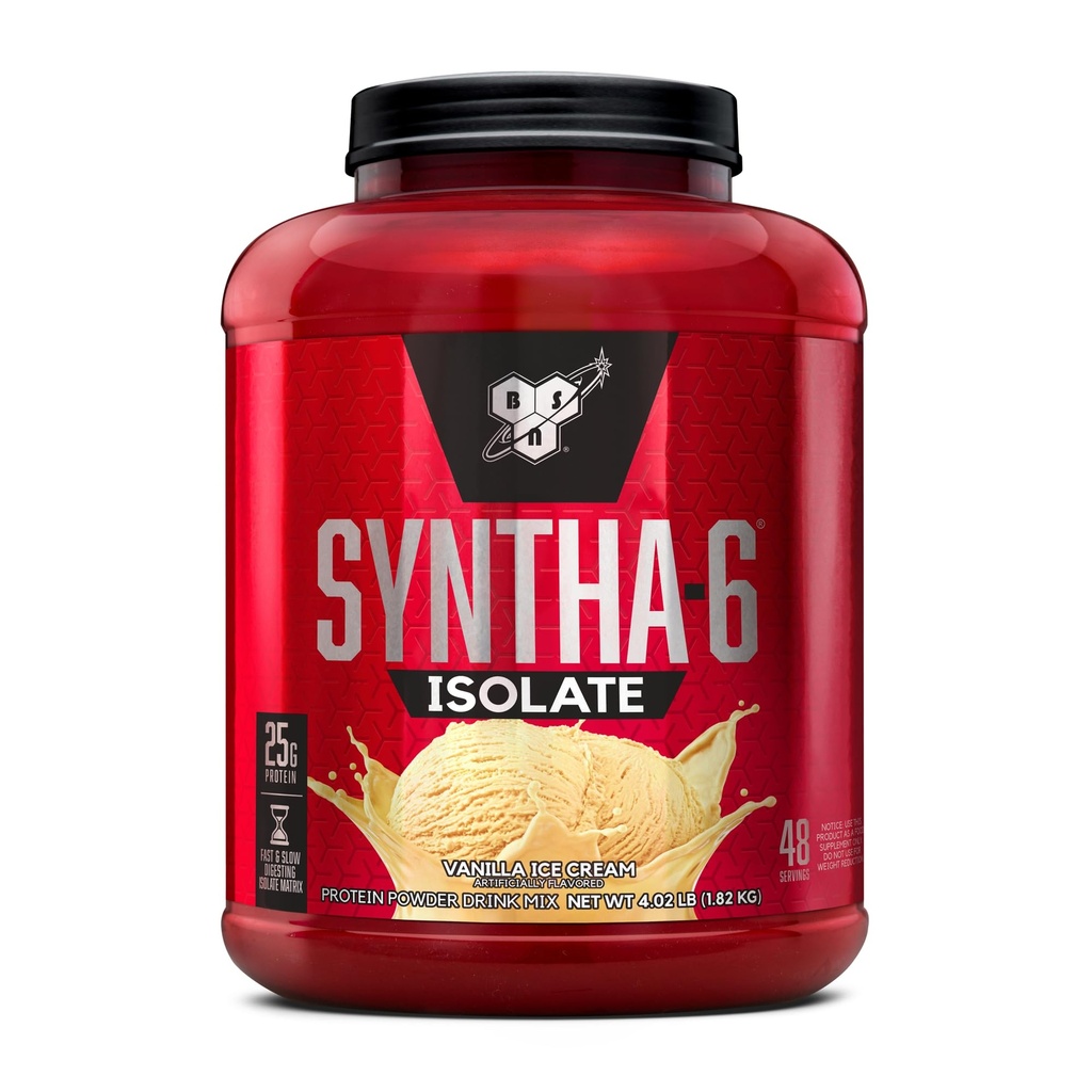 BSN SYNTHA-6 ISOLATE Protein Powder, Whey Protein Isolate, Milk Protein Isolate, Geschmack: Vanille Ice Cream, 48 Portionen