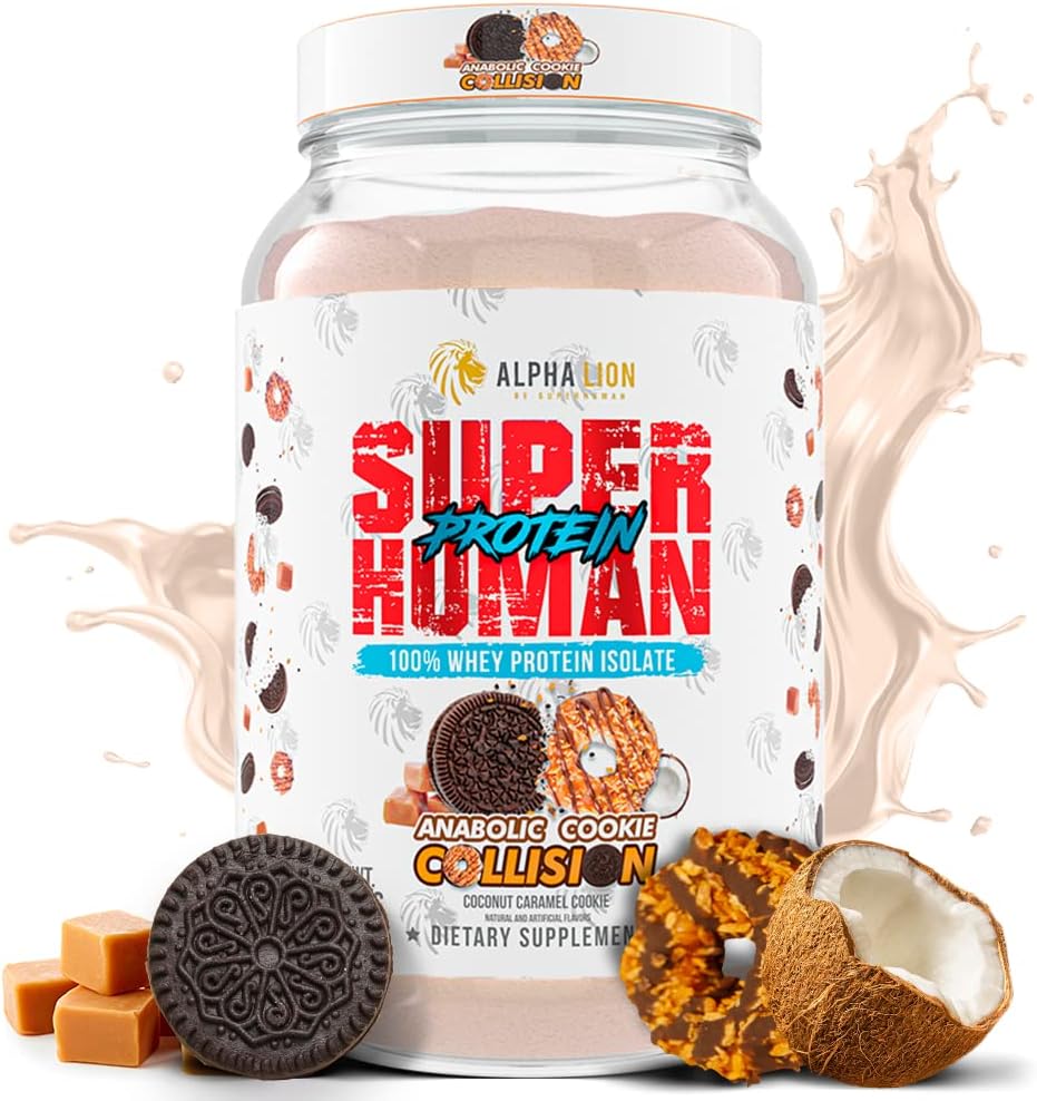ALPHA LION Superhuman Whey Protein Powder, Great Tasting Pure Whey Protein Isolate, Low Carb, Low Sugar, No Bloat Post Workout, Muscle Recovery & Growth (28 Servis, Cookie Collision)