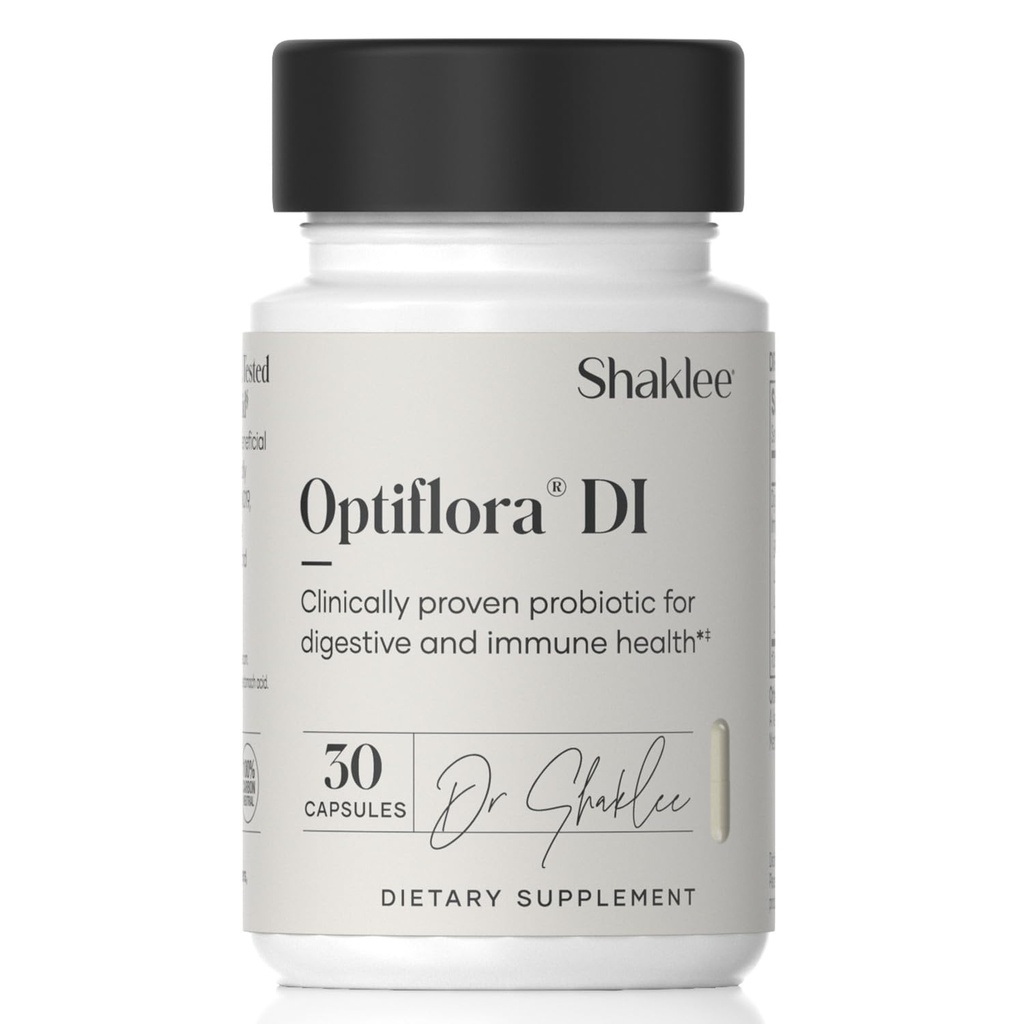 Shaklee - Optiflora® DI Probiotic -10 Billion CFUs - 4 Bacterial Strains - Bifidobacterium lactis HN019TM - Unterstützt Darmflora Balance & Regularity - Gluten, Soy & Dairy Free - 30 Kapseln