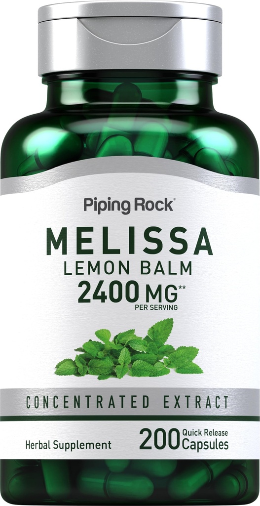 Piping Rock Zitronen Balsam Kapseln 2400mg | 200 Graf | Zitronen Balsam Extrakt | Melissa Kräuterergänzung | Glutenfrei, Non-GMO